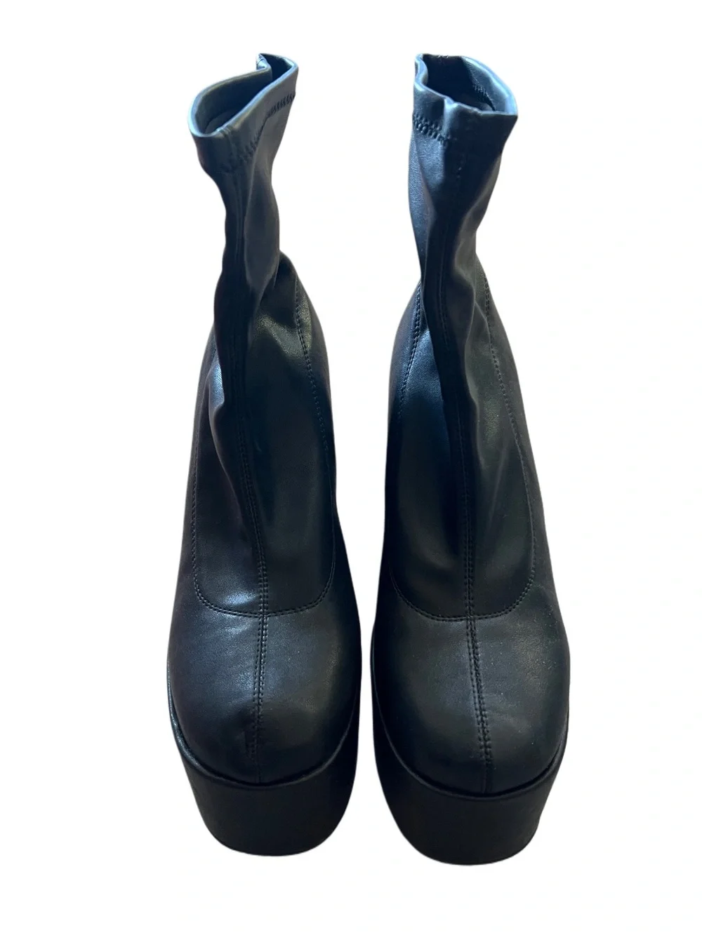 Women’s Black Elastic Chunky Platform Highheels